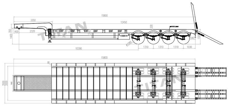 4 Axle Low Loader Trailer 100 Ton for Sale