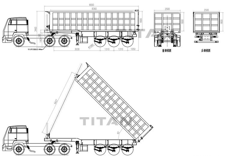 Hydraulic Tri Axle 80 Ton End Dump Truck Trailer for Sale