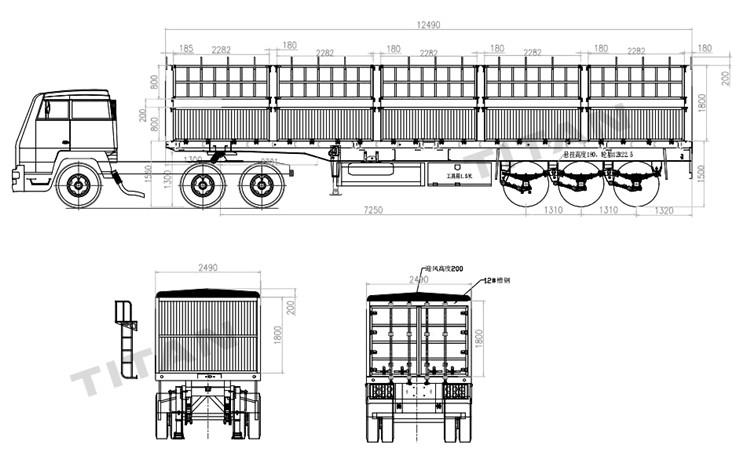 Tri Axle 60 Ton Stake Semi Trailer for Sale Manufacturer