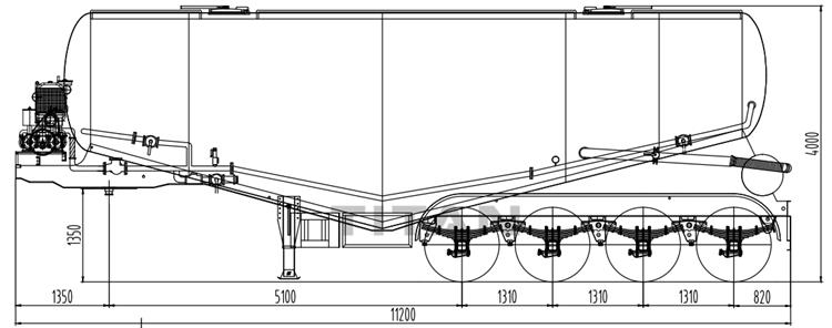 4 Axle 40m3 Powder Bulk Cement Tanker Transport Trailer for Sale