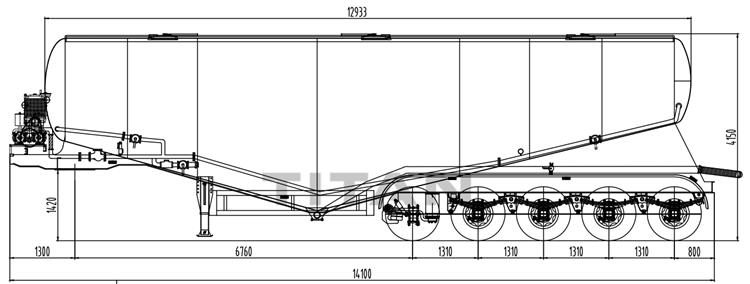 5 Axle 60cbm Pneumatic Dry Bulk Tanker Trailer for Sale
