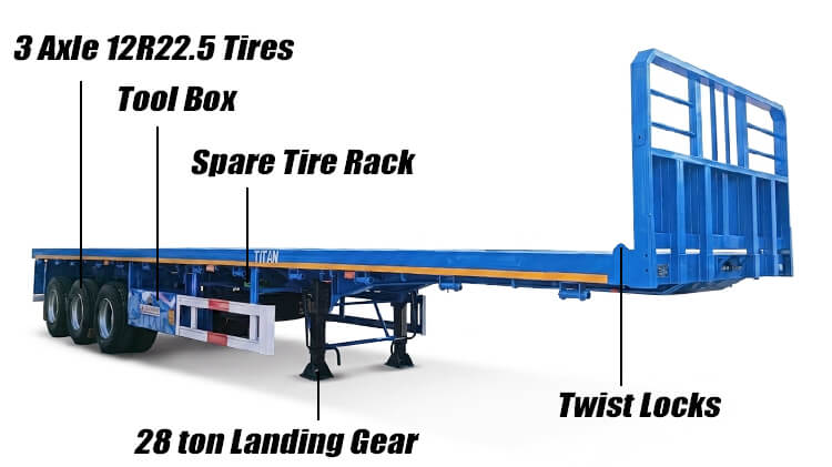3 Axle 40 Ft Semi Flatbed Trailer for Sale in Tanzania